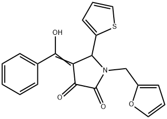 (4E)-1-(furan-2-ylmethyl)-4-[hydroxy(phenyl)methylidene]-5-thiophen-2-ylpyrrolidine-2,3-dione Structure