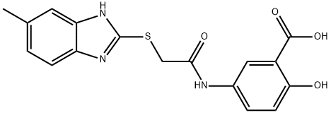 2-hydroxy-5-[[2-[(6-methyl-1H-benzimidazol-2-yl)sulfanyl]acetyl]amino]benzoic acid Structure