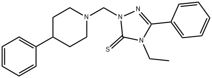 4-ethyl-5-phenyl-2-[(4-phenylpiperidin-1-yl)methyl]-1,2,4-triazole-3-thione Struktur