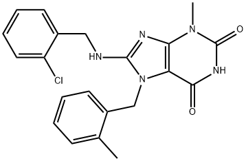 8-[(2-chlorophenyl)methylamino]-3-methyl-7-[(2-methylphenyl)methyl]purine-2,6-dione Struktur