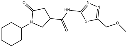 1-cyclohexyl-N-[5-(methoxymethyl)-1,3,4-thiadiazol-2-yl]-5-oxopyrrolidine-3-carboxamide Structure