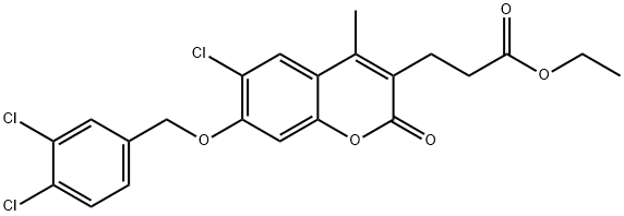 ethyl 3-[6-chloro-7-[(3,4-dichlorophenyl)methoxy]-4-methyl-2-oxochromen-3-yl]propanoate Struktur