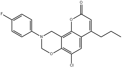 6-chloro-9-(4-fluorophenyl)-4-propyl-8,10-dihydropyrano[2,3-f][1,3]benzoxazin-2-one Structure