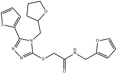 N-(furan-2-ylmethyl)-2-[[4-(oxolan-2-ylmethyl)-5-thiophen-2-yl-1,2,4-triazol-3-yl]sulfanyl]acetamide Structure