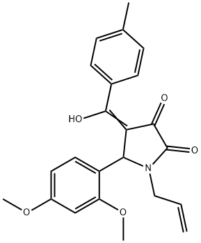 (4E)-5-(2,4-dimethoxyphenyl)-4-[hydroxy-(4-methylphenyl)methylidene]-1-prop-2-enylpyrrolidine-2,3-dione Structure