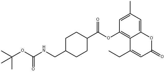 (4-ethyl-7-methyl-2-oxochromen-5-yl) 4-[[(2-methylpropan-2-yl)oxycarbonylamino]methyl]cyclohexane-1-carboxylate Struktur