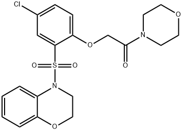 2-[4-chloro-2-(2,3-dihydro-1,4-benzoxazin-4-ylsulfonyl)phenoxy]-1-morpholin-4-ylethanone Struktur