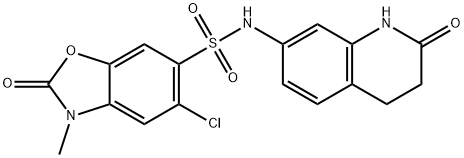 5-chloro-3-methyl-2-oxo-N-(2-oxo-3,4-dihydro-1H-quinolin-7-yl)-1,3-benzoxazole-6-sulfonamide Structure