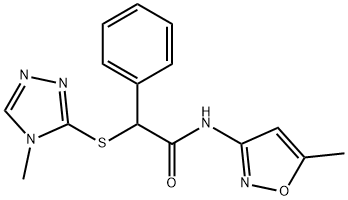 N-(5-methyl-1,2-oxazol-3-yl)-2-[(4-methyl-1,2,4-triazol-3-yl)sulfanyl]-2-phenylacetamide Structure