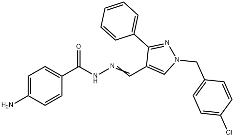 4-amino-N-[(E)-[1-[(4-chlorophenyl)methyl]-3-phenylpyrazol-4-yl]methylideneamino]benzamide Structure
