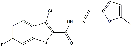 3-chloro-6-fluoro-N-[(E)-(5-methylfuran-2-yl)methylideneamino]-1-benzothiophene-2-carboxamide