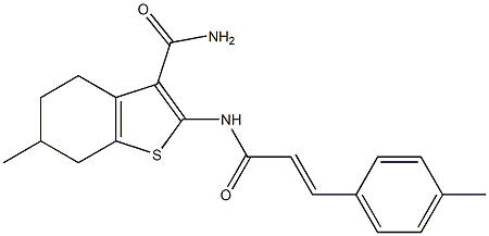6-methyl-2-[[(E)-3-(4-methylphenyl)prop-2-enoyl]amino]-4,5,6,7-tetrahydro-1-benzothiophene-3-carboxamide Structure