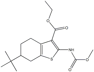 ethyl 6-tert-butyl-2-(methoxycarbonylamino)-4,5,6,7-tetrahydro-1-benzothiophene-3-carboxylate,,结构式