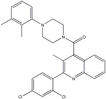 [2-(2,4-dichlorophenyl)-3-methylquinolin-4-yl]-[4-(2,3-dimethylphenyl)piperazin-1-yl]methanone,,结构式