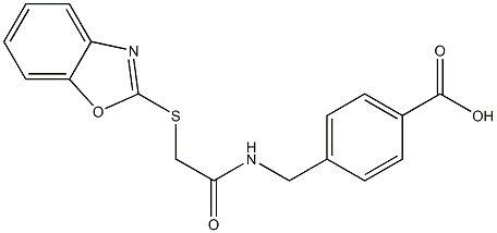 4-[[[2-(1,3-benzoxazol-2-ylsulfanyl)acetyl]amino]methyl]benzoic acid Structure