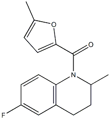 (6-fluoro-2-methyl-3,4-dihydro-2H-quinolin-1-yl)-(5-methylfuran-2-yl)methanone,,结构式
