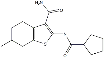 2-(cyclopentanecarbonylamino)-6-methyl-4,5,6,7-tetrahydro-1-benzothiophene-3-carboxamide Structure