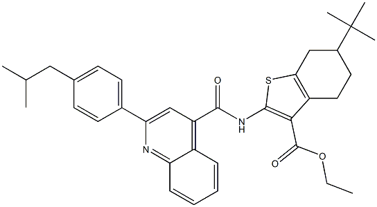 ethyl 6-tert-butyl-2-[[2-[4-(2-methylpropyl)phenyl]quinoline-4-carbonyl]amino]-4,5,6,7-tetrahydro-1-benzothiophene-3-carboxylate