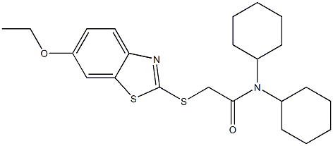 N,N-dicyclohexyl-2-[(6-ethoxy-1,3-benzothiazol-2-yl)sulfanyl]acetamide Structure