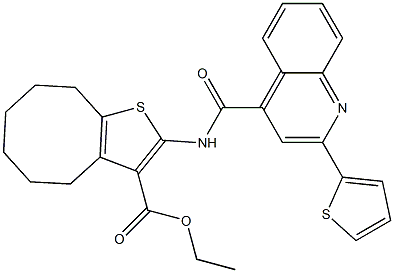 ethyl 2-[(2-thiophen-2-ylquinoline-4-carbonyl)amino]-4,5,6,7,8,9-hexahydrocycloocta[b]thiophene-3-carboxylate