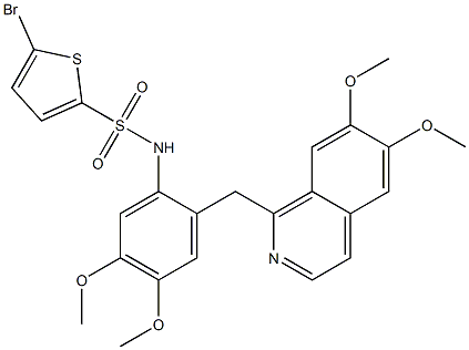 5-bromo-N-[2-[(6,7-dimethoxyisoquinolin-1-yl)methyl]-4,5-dimethoxyphenyl]thiophene-2-sulfonamide Structure