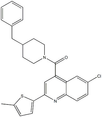 (4-benzylpiperidin-1-yl)-[6-chloro-2-(5-methylthiophen-2-yl)quinolin-4-yl]methanone Structure