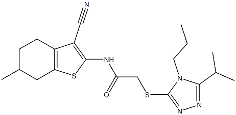 N-(3-cyano-6-methyl-4,5,6,7-tetrahydro-1-benzothiophen-2-yl)-2-[(5-propan-2-yl-4-propyl-1,2,4-triazol-3-yl)sulfanyl]acetamide