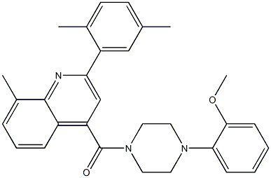 [2-(2,5-dimethylphenyl)-8-methylquinolin-4-yl]-[4-(2-methoxyphenyl)piperazin-1-yl]methanone Structure