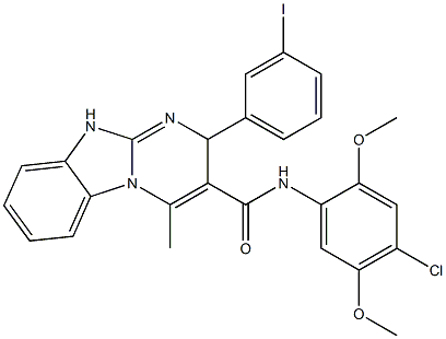 N-(4-chloro-2,5-dimethoxyphenyl)-2-(3-iodophenyl)-4-methyl-2,10-dihydropyrimido[1,2-a]benzimidazole-3-carboxamide Struktur