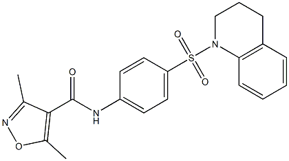 N-[4-(3,4-dihydro-2H-quinolin-1-ylsulfonyl)phenyl]-3,5-dimethyl-1,2-oxazole-4-carboxamide,,结构式
