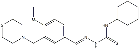1-cyclohexyl-3-[(E)-[4-methoxy-3-(thiomorpholin-4-ylmethyl)phenyl]methylideneamino]thiourea|