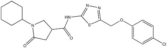N-[5-[(4-chlorophenoxy)methyl]-1,3,4-thiadiazol-2-yl]-1-cyclohexyl-5-oxopyrrolidine-3-carboxamide|