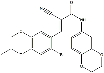 (E)-3-(2-bromo-4-ethoxy-5-methoxyphenyl)-2-cyano-N-(2,3-dihydro-1,4-benzodioxin-6-yl)prop-2-enamide