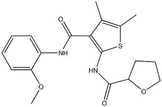 N-[3-[(2-methoxyphenyl)carbamoyl]-4,5-dimethylthiophen-2-yl]oxolane-2-carboxamide,,结构式