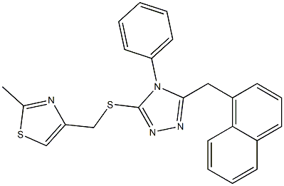 2-methyl-4-[[5-(naphthalen-1-ylmethyl)-4-phenyl-1,2,4-triazol-3-yl]sulfanylmethyl]-1,3-thiazole Structure