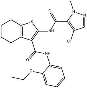 4-chloro-N-[3-[(2-ethoxyphenyl)carbamoyl]-4,5,6,7-tetrahydro-1-benzothiophen-2-yl]-2-methylpyrazole-3-carboxamide Structure