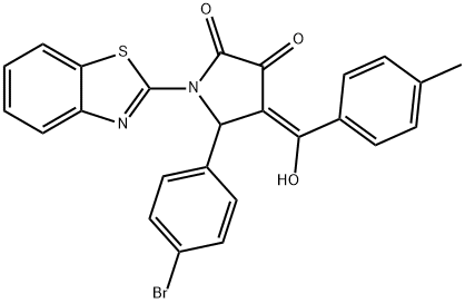(4E)-1-(1,3-benzothiazol-2-yl)-5-(4-bromophenyl)-4-[hydroxy-(4-methylphenyl)methylidene]pyrrolidine-2,3-dione Structure