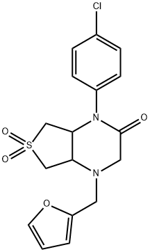 4-(4-chlorophenyl)-1-(furan-2-ylmethyl)-6,6-dioxo-4a,5,7,7a-tetrahydro-2H-thieno[3,4-b]pyrazin-3-one Structure