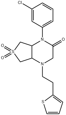 4-(3-chlorophenyl)-6,6-dioxo-1-(2-thiophen-2-ylethyl)-4a,5,7,7a-tetrahydro-2H-thieno[3,4-b]pyrazin-3-one Structure