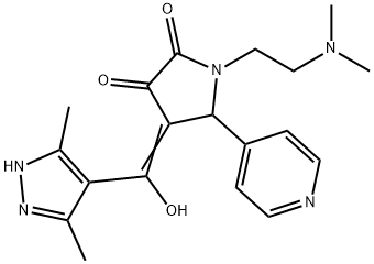 (4E)-1-[2-(dimethylamino)ethyl]-4-[(3,5-dimethyl-1H-pyrazol-4-yl)-hydroxymethylidene]-5-pyridin-4-ylpyrrolidine-2,3-dione Structure