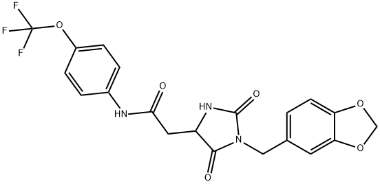 2-[1-(1,3-benzodioxol-5-ylmethyl)-2,5-dioxoimidazolidin-4-yl]-N-[4-(trifluoromethoxy)phenyl]acetamide Structure