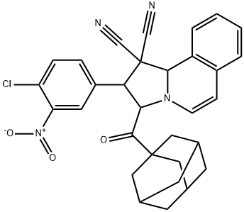3-(adamantane-1-carbonyl)-2-(4-chloro-3-nitrophenyl)-3,10b-dihydro-2H-pyrrolo[2,1-a]isoquinoline-1,1-dicarbonitrile Struktur