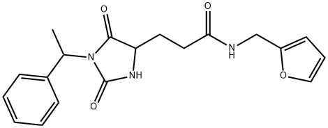 3-[2,5-dioxo-1-(1-phenylethyl)imidazolidin-4-yl]-N-(furan-2-ylmethyl)propanamide Struktur