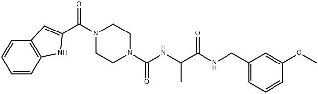 4-(1H-indole-2-carbonyl)-N-[1-[(3-methoxyphenyl)methylamino]-1-oxopropan-2-yl]piperazine-1-carboxamide Struktur