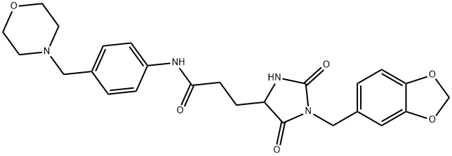 3-[1-(1,3-benzodioxol-5-ylmethyl)-2,5-dioxoimidazolidin-4-yl]-N-[4-(morpholin-4-ylmethyl)phenyl]propanamide Structure