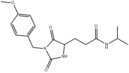 3-[1-[(4-methoxyphenyl)methyl]-2,5-dioxoimidazolidin-4-yl]-N-propan-2-ylpropanamide 结构式