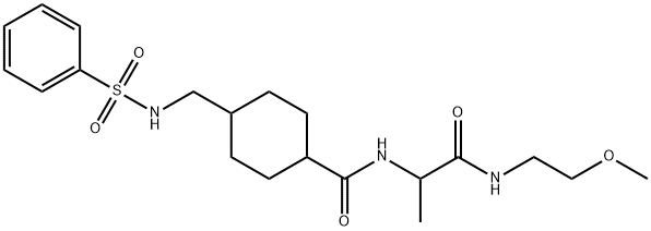 4-(benzenesulfonamidomethyl)-N-[1-(2-methoxyethylamino)-1-oxopropan-2-yl]cyclohexane-1-carboxamide Structure