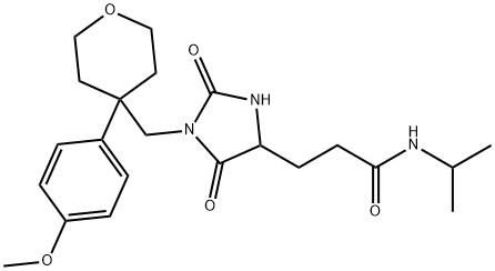 3-[1-[[4-(4-methoxyphenyl)oxan-4-yl]methyl]-2,5-dioxoimidazolidin-4-yl]-N-propan-2-ylpropanamide Structure