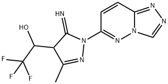 2,2,2-trifluoro-1-[5-imino-3-methyl-1-([1,2,4]triazolo[4,3-b]pyridazin-6-yl)-4H-pyrazol-4-yl]ethanol Struktur