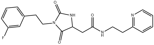 2-[1-[2-(3-fluorophenyl)ethyl]-2,5-dioxoimidazolidin-4-yl]-N-(2-pyridin-2-ylethyl)acetamide Structure